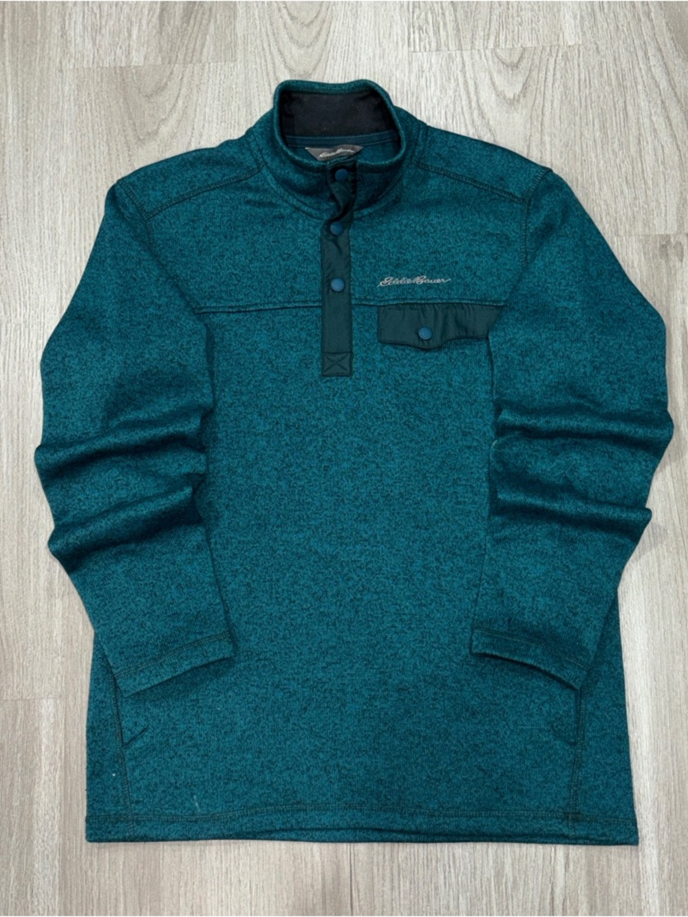 Eddie Bauer Quarter Snap Fleece Mens M Teal Green Pullover Casual
Outdoor